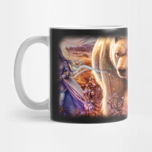 Warrior woman. Walking with a bear Mug